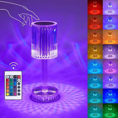 Diamond Table Lamp Crystal Touch Control  Usb Rechargeable Night Light Rgb 16 Colours