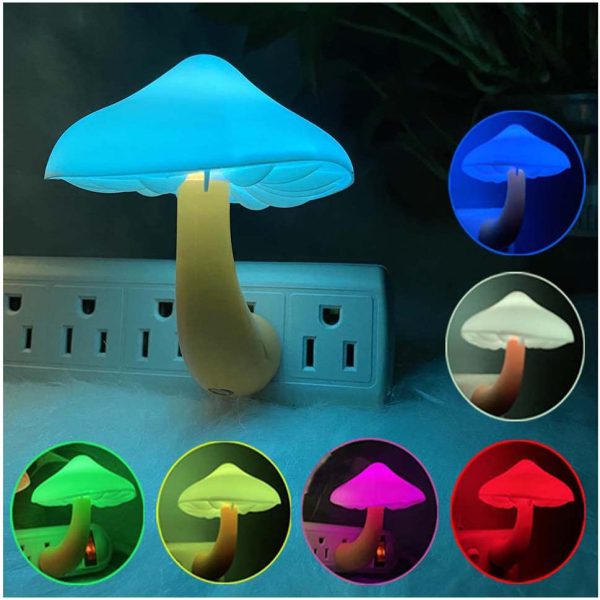 Led Mushroom Plug-in Night Light Lamp With Dusk To Dawn Sensor