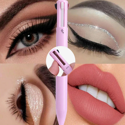 4-in-1 Makeup Pen: Eyeliner, Eyebrow Pencil, Highlighter, Waterproof Cosmetics   [100% Original Quality]