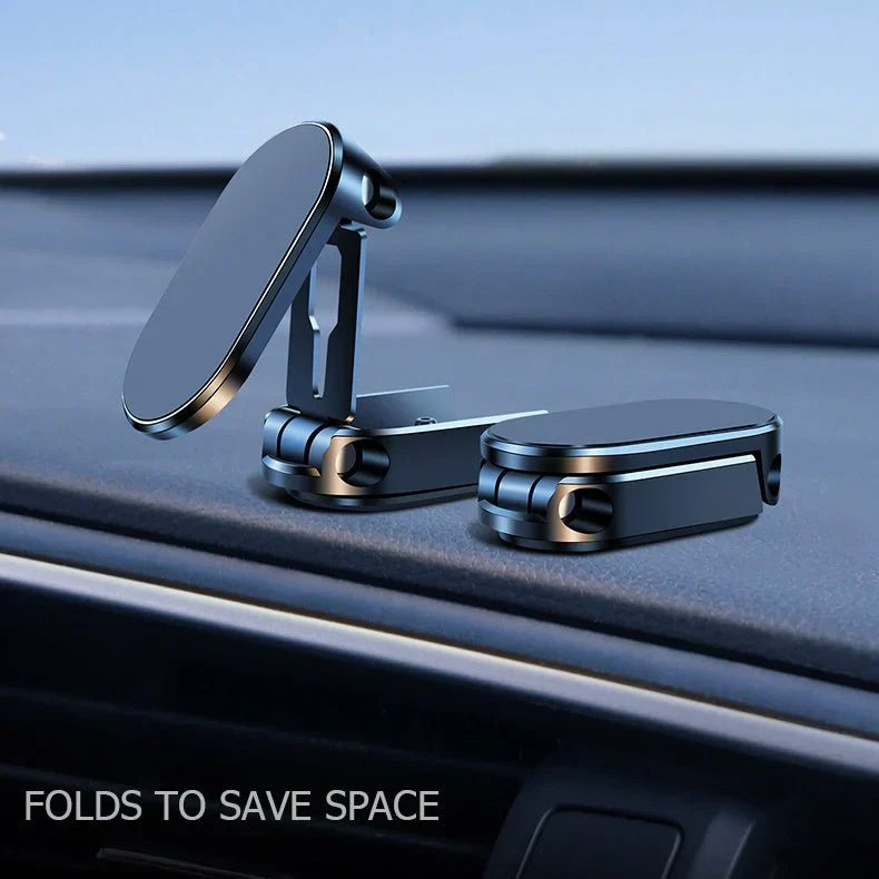 "360° Rotating Magnetic Car Phone Holder: Adjustable and Foldable"