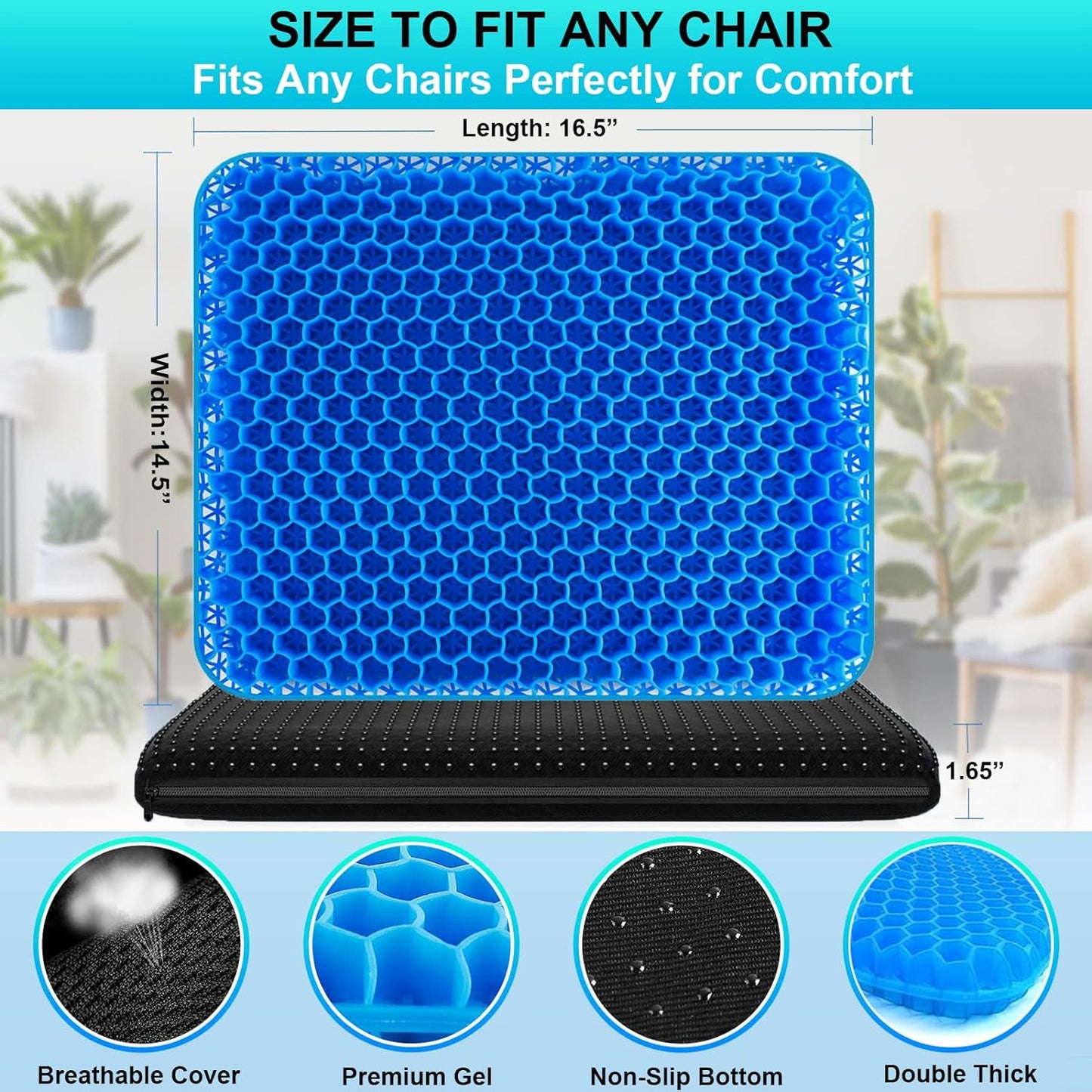 Non Slip Egg Sitter Gel Seat Cushion Soft Sitting Support Pad Cushion for Car and Office Chair Seat Pads