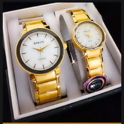 Classy Fashionable Gift Watches for Couple - Stainless Steel Chain - Waterproof - BOX PACK