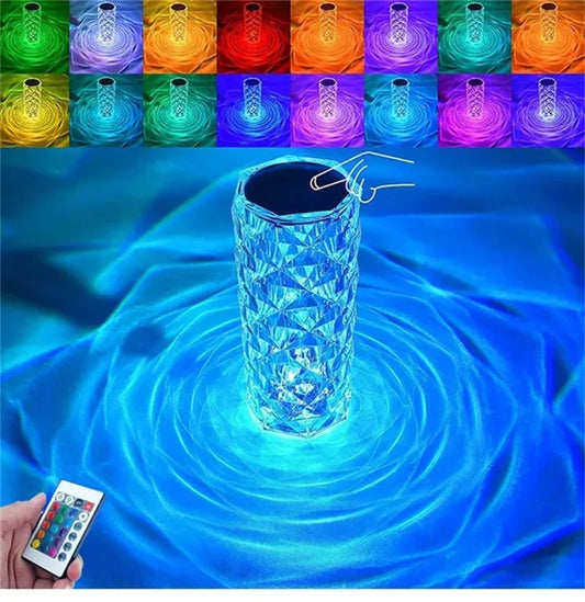 16 Colors Diamond Rose Crystal Lamp Acrylic Usb Rechargeable Table Lamp