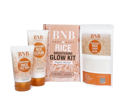 BNB Brightening Glow Kit Rice Scrub Face Wash + Mask (Pack Of 3) [100% Original Quality]