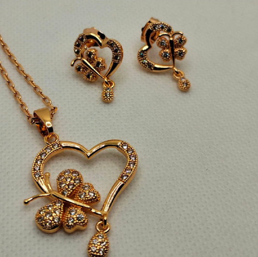 Beautiful Heart Necklace with Earrings For Women & Girls