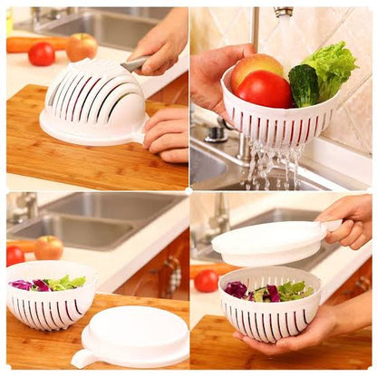 Salad Cutter Bowl Wooden Base Upgraded Vegetable Cutter Bowl For Salad