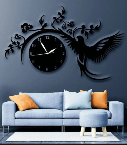 "Attractive Flying Bird Wooden Wall Clock Decoration"