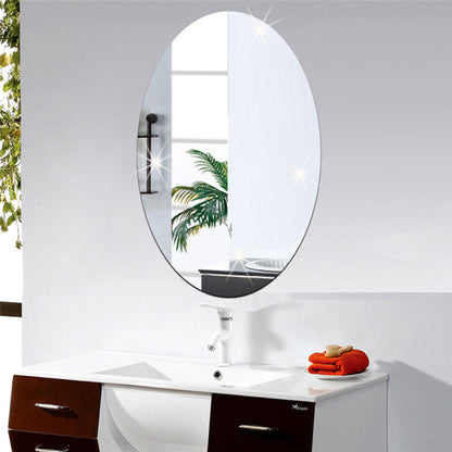 "Oval Acrylic Mirror Wall Stickers: Waterproof Self-adhesive Home Decor"