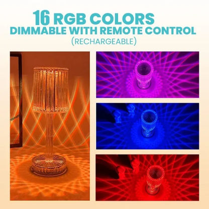 Diamond Table Lamp Crystal Touch Control  Usb Rechargeable Night Light Rgb 16 Colours