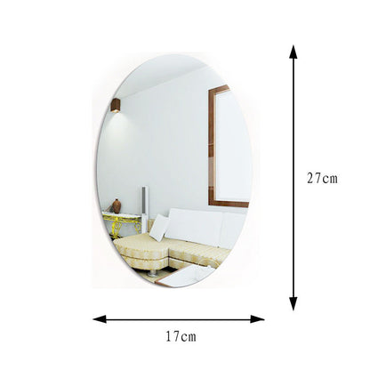 "Oval Acrylic Mirror Wall Stickers: Waterproof Self-adhesive Home Decor"