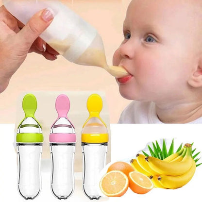 Silicone Baby Spoon Feeder Bottle Feeding (random Color)