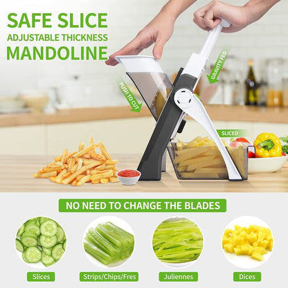 "5-in-1 Precision Vegetable Cutter: Versatile Kitchen Essential for Effortless Slicing."