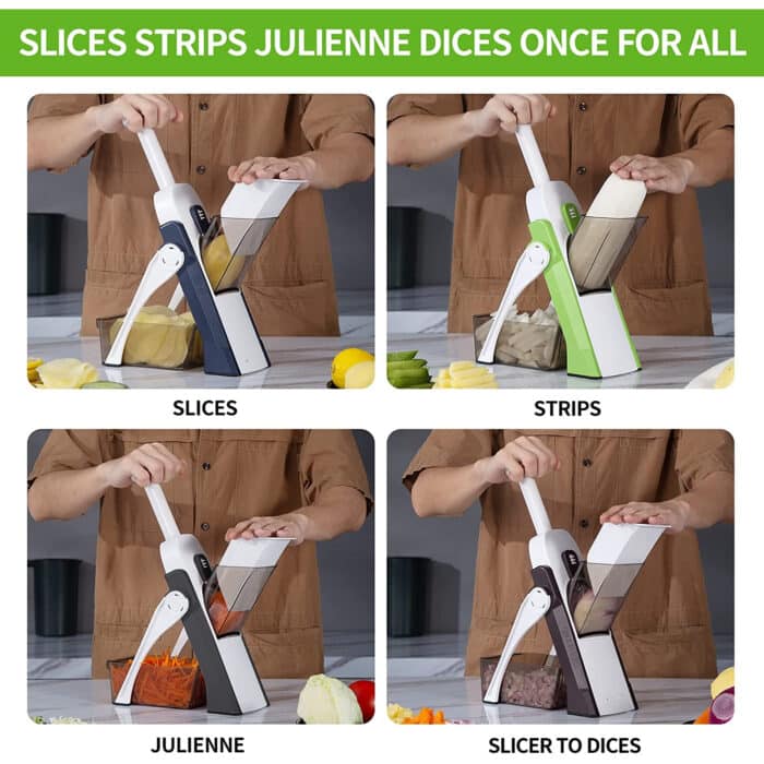 "5-in-1 Precision Vegetable Cutter: Versatile Kitchen Essential for Effortless Slicing."