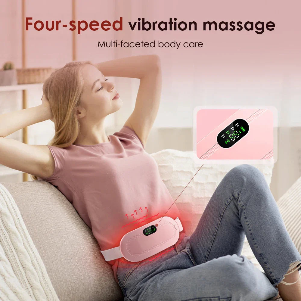 "Heat & Vibe: Portable Menstrual Relief Pad for Period Cramps"